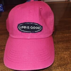 LIFE IS GOOD CLASSIC OVAL LOGO Pop Pink Womens Adjustable Hat NEW W/ Tags